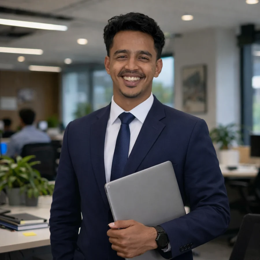 Akhil Mansoor in the office